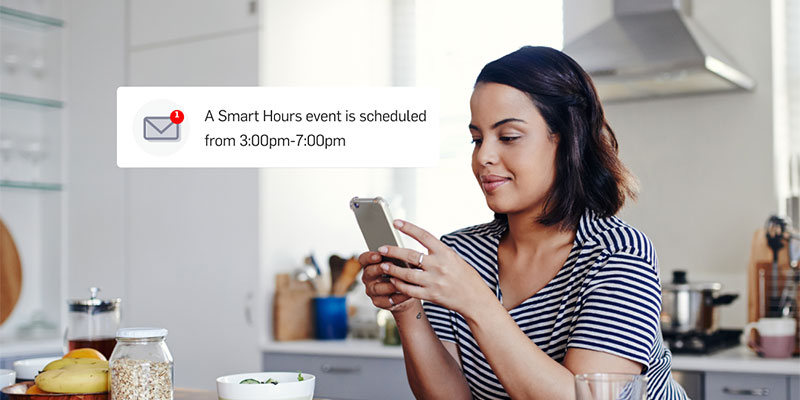 Woman using phone app